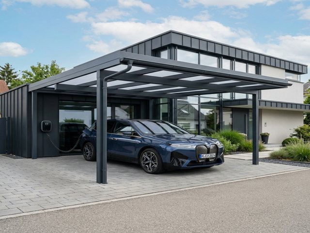 Moderner Aluminium-Carport in Künzell